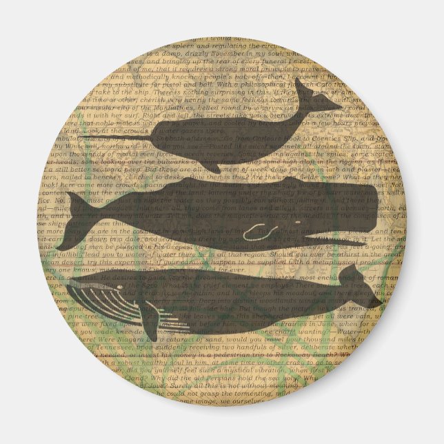  Antique Whale Nautical: Vintage Sea Life  Magnet (Front)