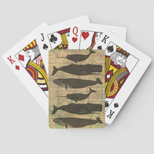 Antique Whale Nautical: Vintage Sea Life Poker Cards