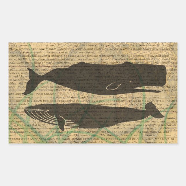  Antique Whale Nautical: Vintage Sea Life  Rectangular Sticker (Front)