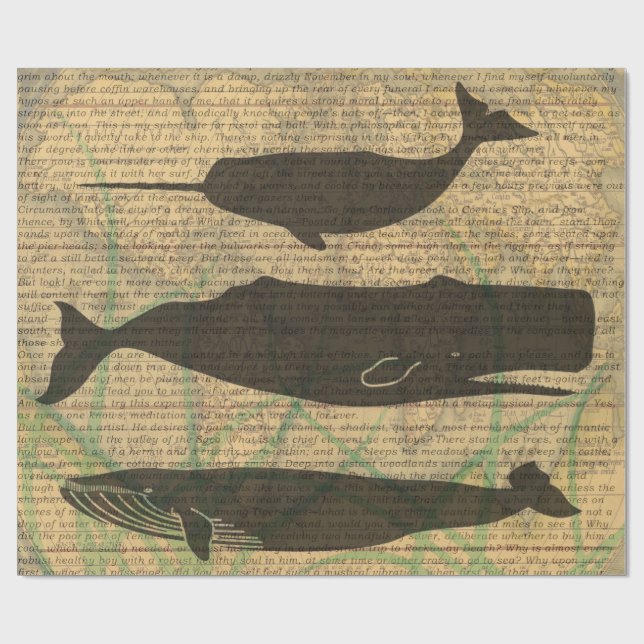  Antique Whale Nautical: Vintage Sea Life  Wrapping Paper (Flat)