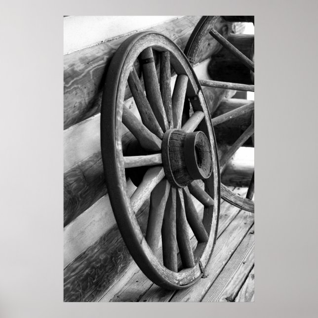 Antique Wheel- Black and White Poster (Front)