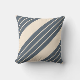 Antique White and Black Coral Stripes Throw Pillow