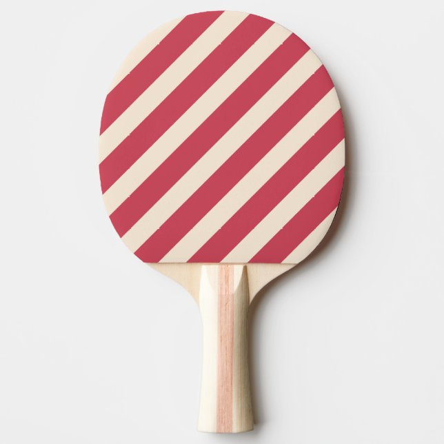 Antique White and Brick Red Diagonal Stripes Ping Pong Paddle (Front)