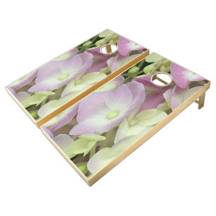 Antique White and Dusty Pink Hydrangea Petals Cornhole Set