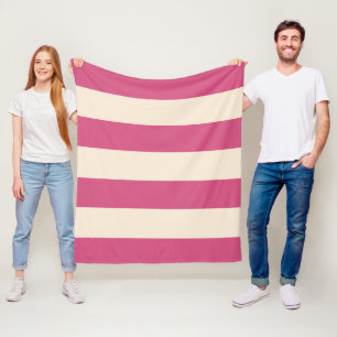 Antique White and Mystic Pink Stripes Fleece Blanket