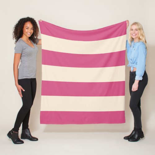 Antique White and Mystic Pink Stripes Fleece Blanket