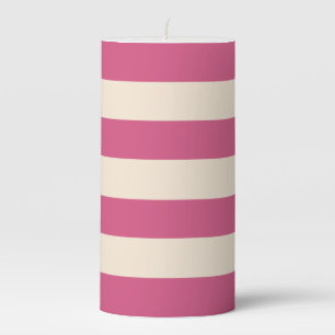 Antique White and Mystic Pink Stripes Pillar Candle