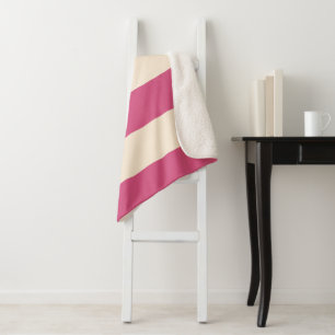 Antique White and Mystic Pink Stripes Sherpa Blanket