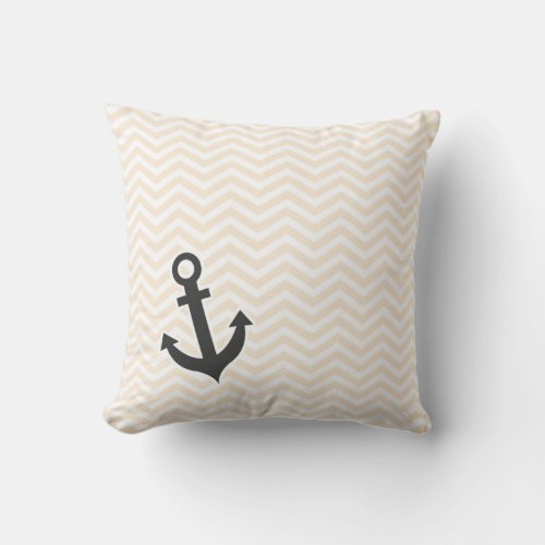 Antique White Chevron zig zag Anchor Throw Pillow