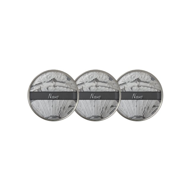 Antique White Circle Ceiling Tile Custom Name Golf Ball Marker (3 Up)