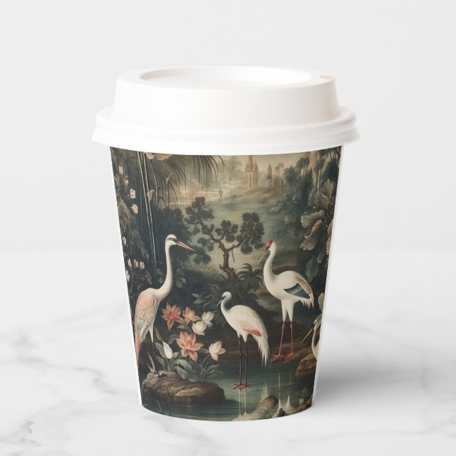Antique White Crane Palace Botanical Party Cups (Front)