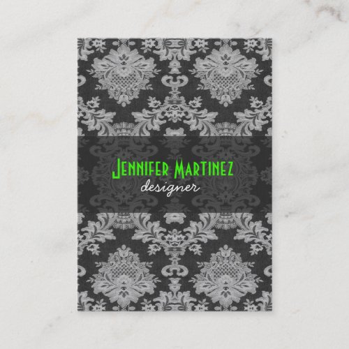 Antique White &amp; Gray Traditional Floral Lace Business Card Templates