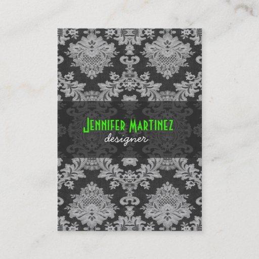 Customizable Antique White &amp; Gray Traditional Floral Lace Business Card Templates