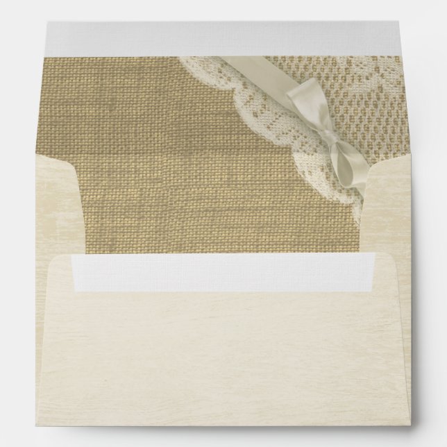 Antique White Lace and Burlap Printed Envelope (Back (Bottom))