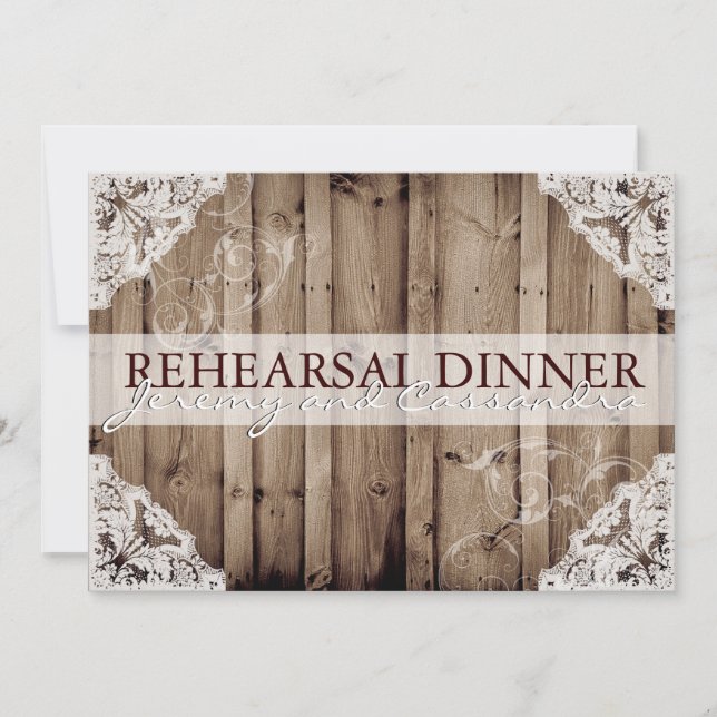 Antique White Lace Wedding Rehearsal Invitation (Front)