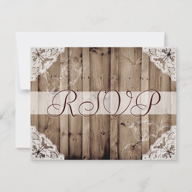 Antique White Lace Wedding RSVP (Front)