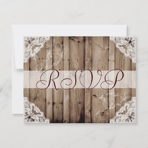 Antique White Lace Wedding RSVP