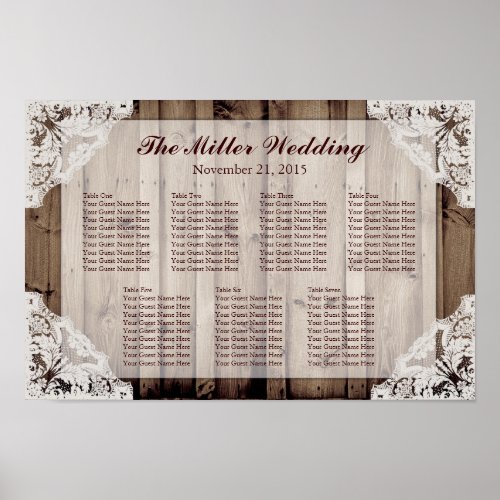 Antique White Lace Wedding Seating Chart