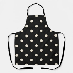 Antique White Polka Dots on Black Apron