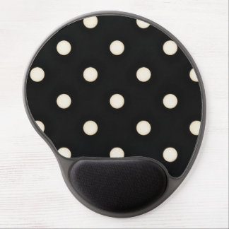 Antique White Polka Dots on Black Distressed Gel Mouse Pad