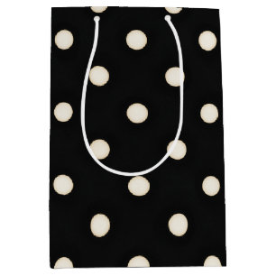 Antique White Polka Dots on Black Medium Gift Bag