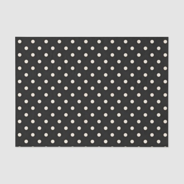 Antique White Polka Dots on Black Tissue Paper (Front)