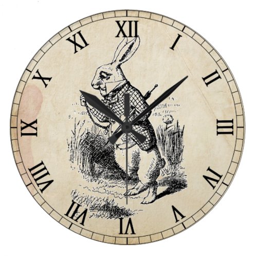 Antique White Rabbit Roman Numeral Wall Clock