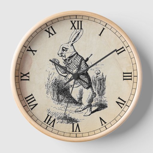 Antique White Rabbit Roman Numeral Wall Clock | Zazzle