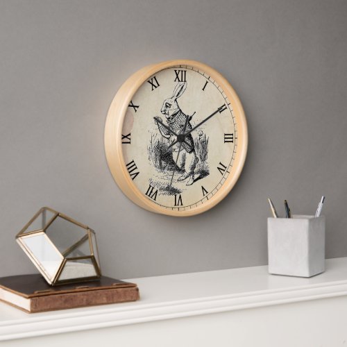 Antique White Rabbit Roman Numeral Wall Clock