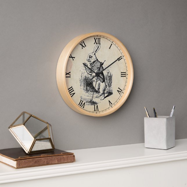 Antique White Rabbit Roman Numeral Wall Clock (Office)