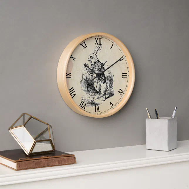 Antique White Rabbit Roman Numeral Wall Clock | Zazzle