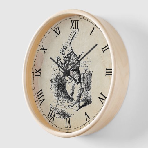 Antique White Rabbit Roman Numeral Wall Clock | Zazzle