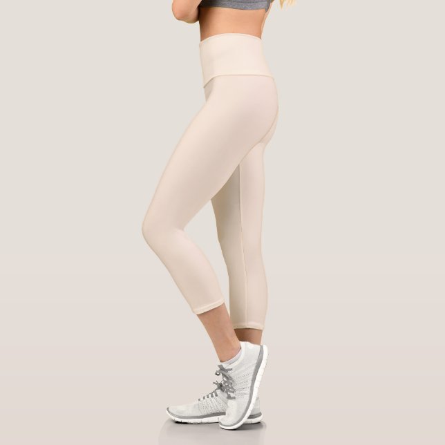 Antique white Solid Plain Color Capri Leggings (Left)