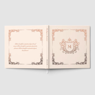 Antique White Vintage Crest Monogram Wedding Foil Guest Book
