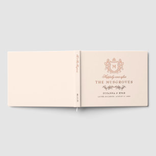 Antique White Vintage Crest Monogram Wedding Foil Guest Book