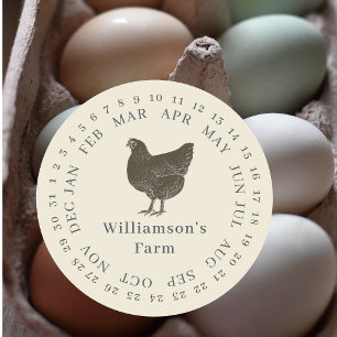 Antique White Vintage Hen Egg Carton Label