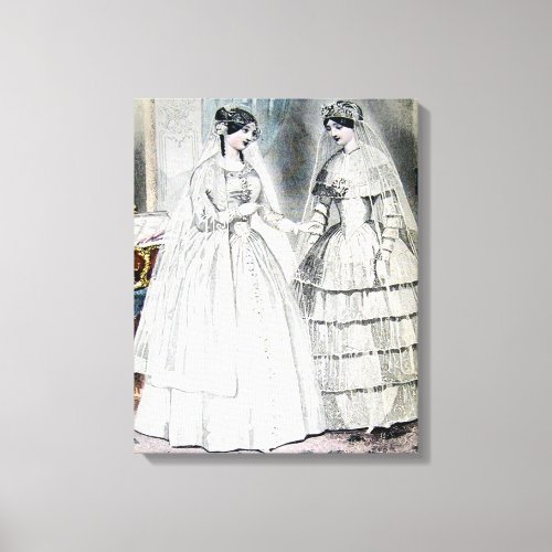 Antique White Wedding Dresses Canvas Print