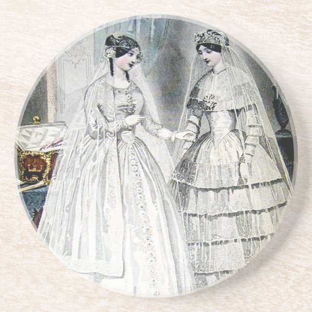 Antique White Wedding Dresses Coaster (Front)