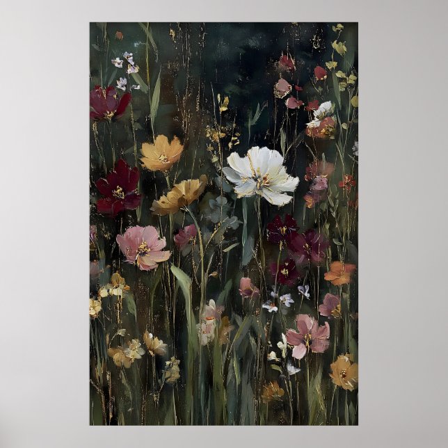 Antique Wildflowers Print, Art Spring Flowers Poster (Front)