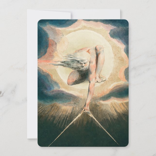 Antique William Blake Earth Compass Symbolism Invitation (Front)