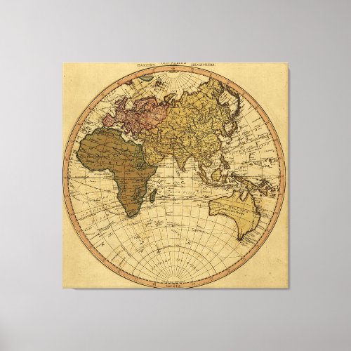 Antique William Faden 1786 Eastern Hemisphere Map Canvas Print