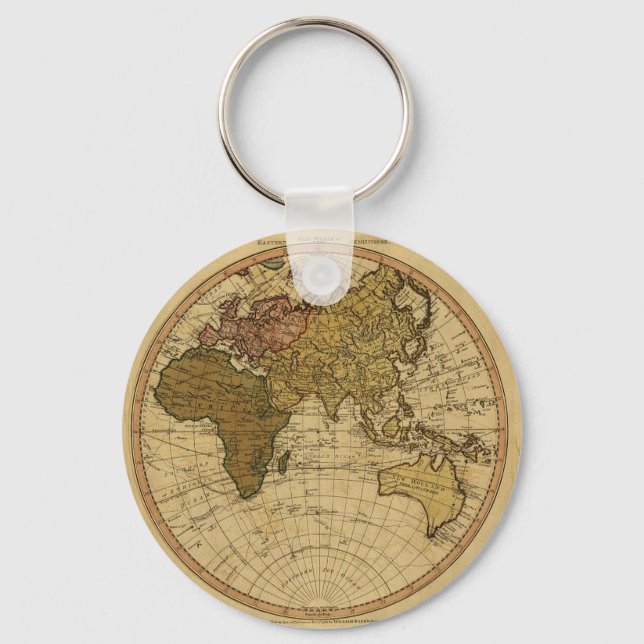 Antique William Faden 1786 Eastern Hemisphere Map Keychain (Front)