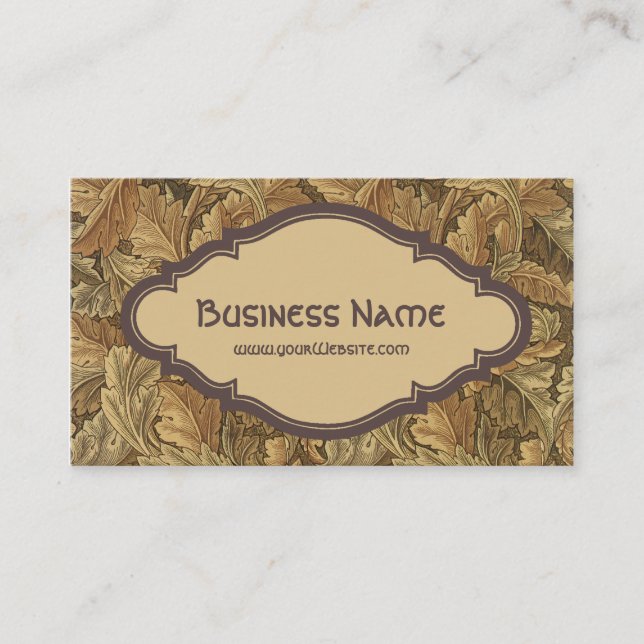 Antique William Morris Autmun Leaves Acanthus Business Card (Front)