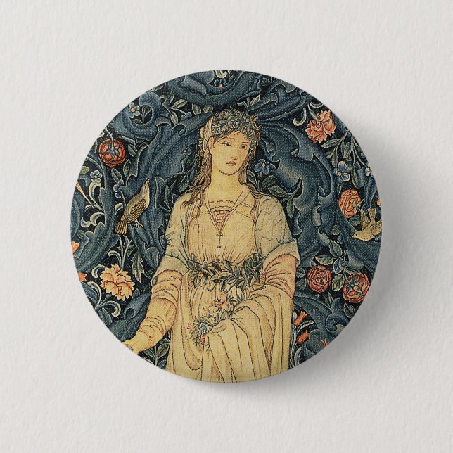 Antique William Morris Flora Pinback Button (Front)