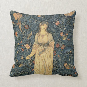 Antique William Morris Flora Throw Pillow