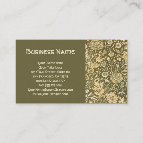 Antique William Morris Floral Thistle Flowers Business Card