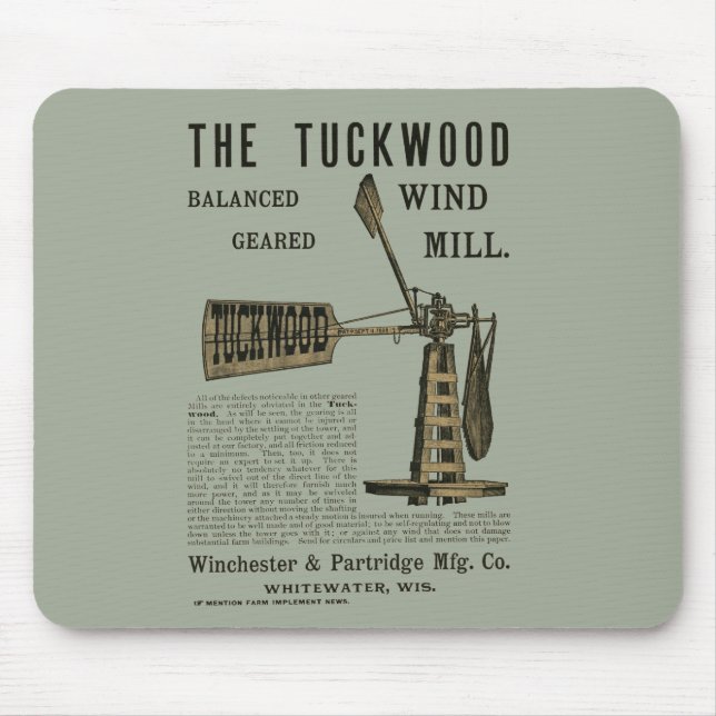 Antique Wind Mill The Tuckwood Whitewater Wis 1889 Mouse Pad (Front)