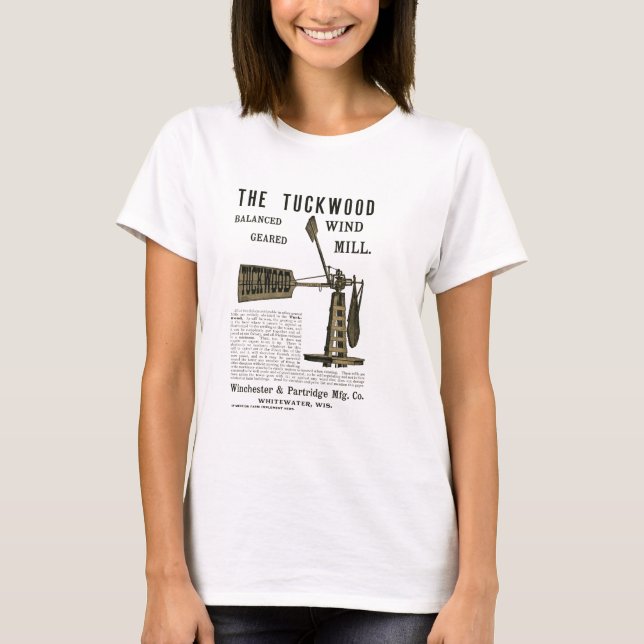 Antique Wind Mill The Tuckwood Whitewater Wis 1889 T-Shirt (Front)