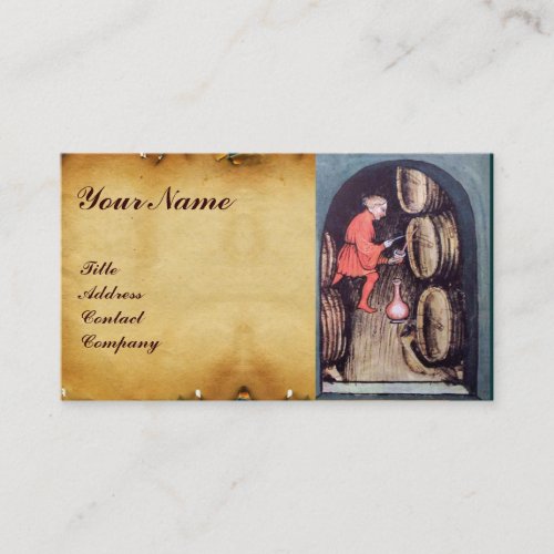 ANTIQUE WINE CELLAR AND VINEYARD HARVEST MONOGRAM BUSINESS CARD