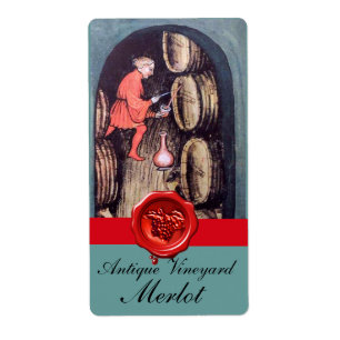 ANTIQUE WINE CELLAR  RED GRAPE WAX SEAL LABEL